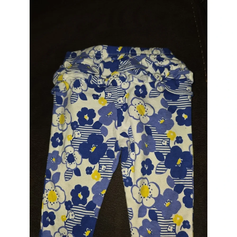 Gymboree layette line baby girl blue floral‎ leggings size 6 12 months nwt